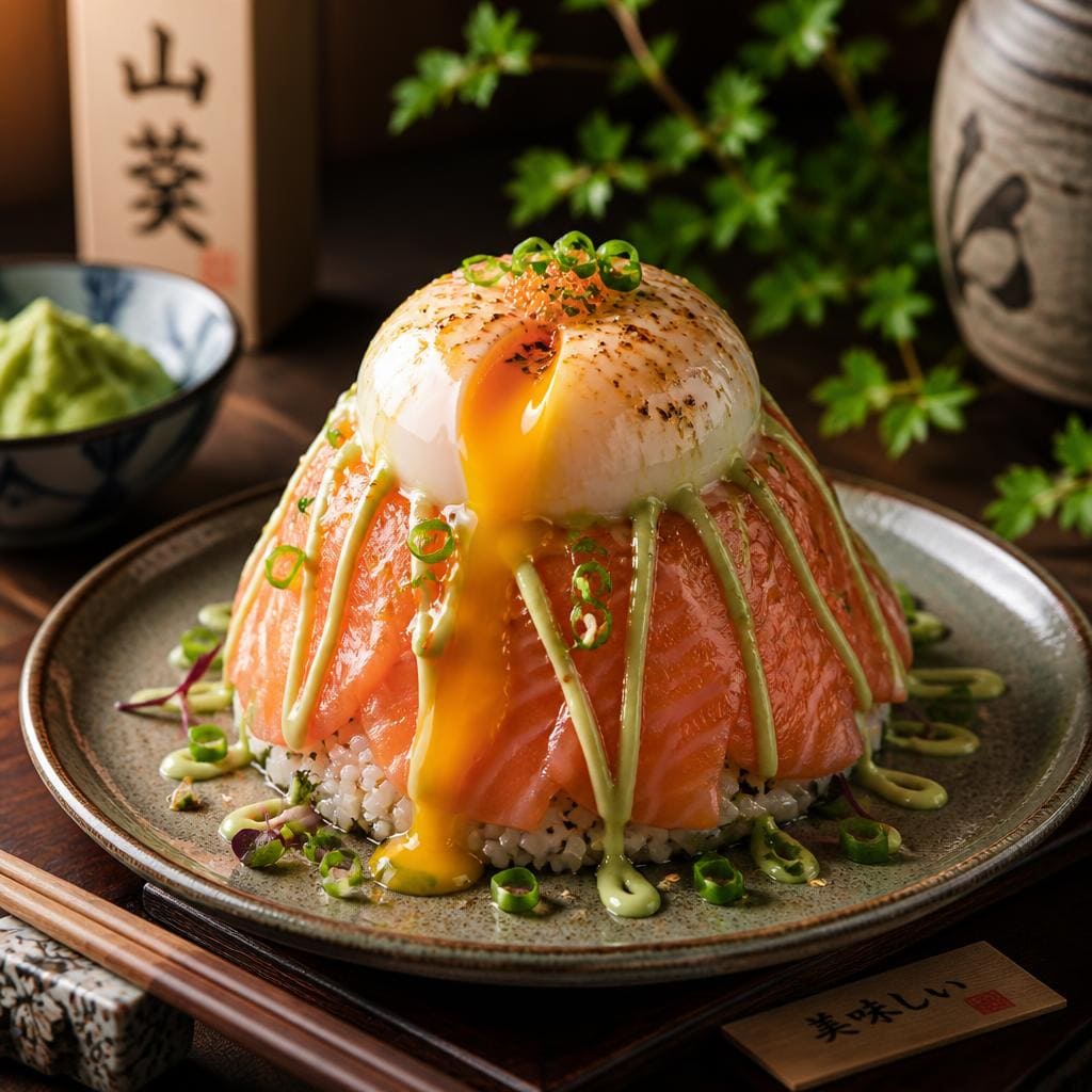 Tamago Salmon Volcano Sushi Hiro menu sashimi salmon
